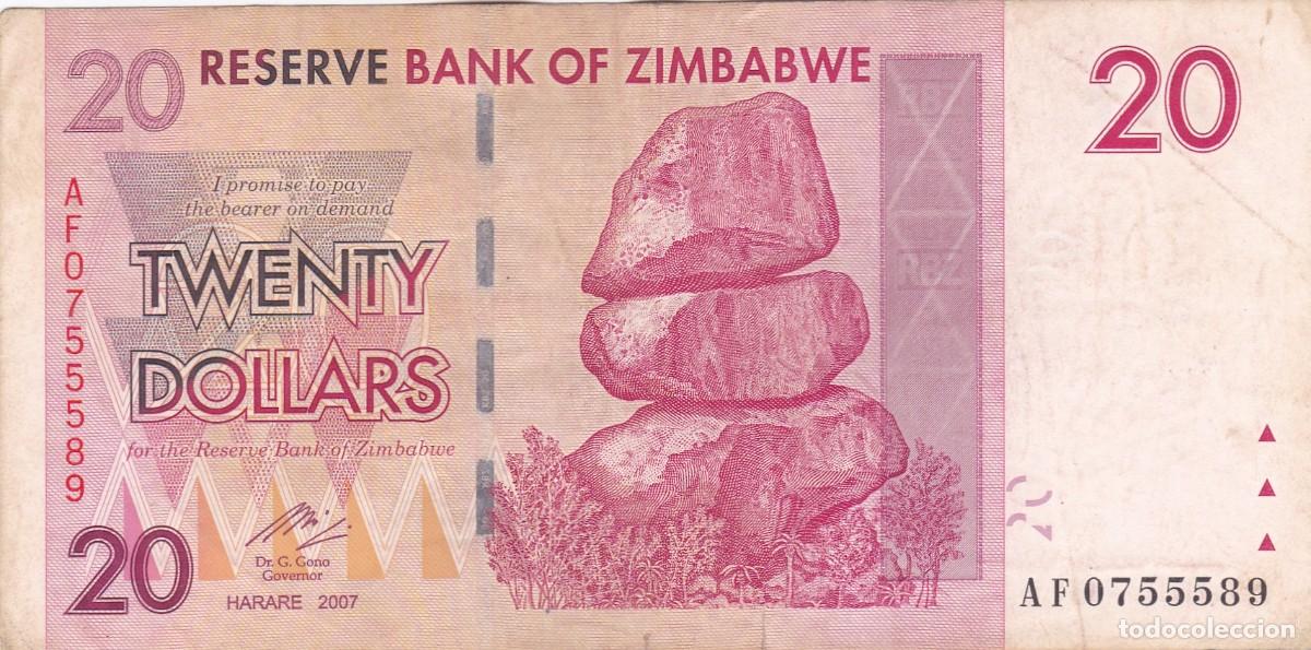 Billetes extranjeros: ZIMBABWE - 20 DOLARES DE 2007
