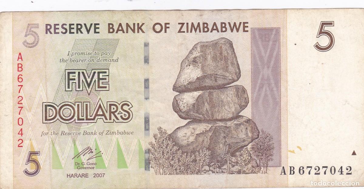 Internationale Banknoten: ZIMBABWE - 5 DOLARES DE 2007