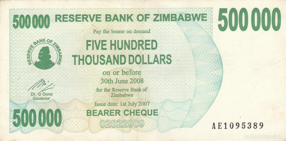 Billetes extranjeros: ZIMBABWE - 500000 DOLARES DE 2007