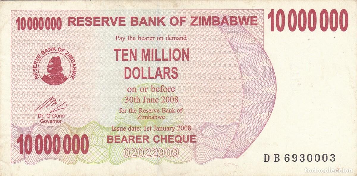 Billetes extranjeros: ZIMBABWE -10000000 DOLARES DE 2008