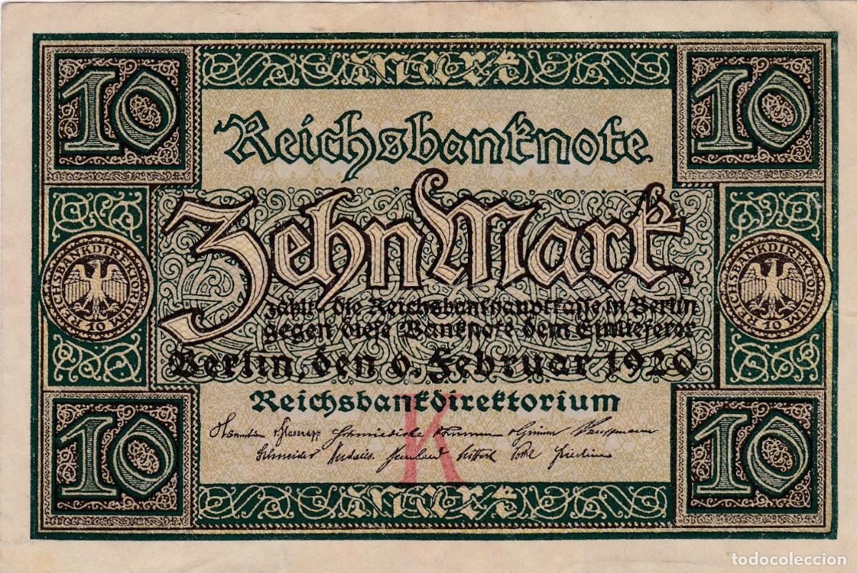 Billets internationaux: ALEMANIA - 10 MARCOS DE 1920