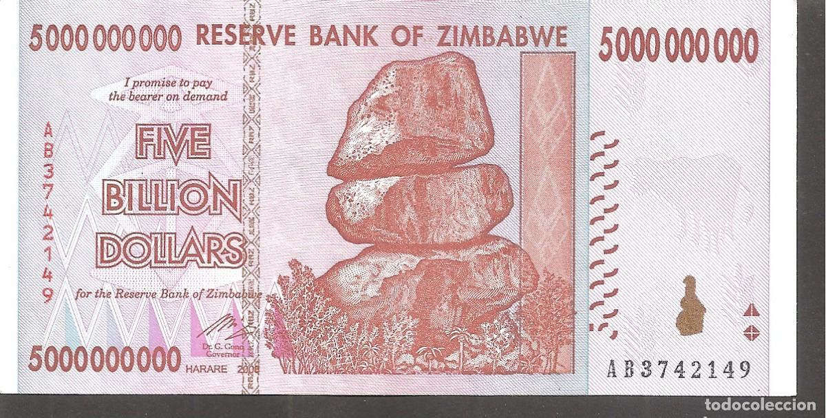 Billetes extranjeros: ZIMBABWE 5000000000 DOLLARS 2008 5 BILLONES