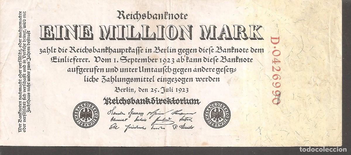 Billetes extranjeros: ALEMANIA EINE MILLION MARCOS 1923