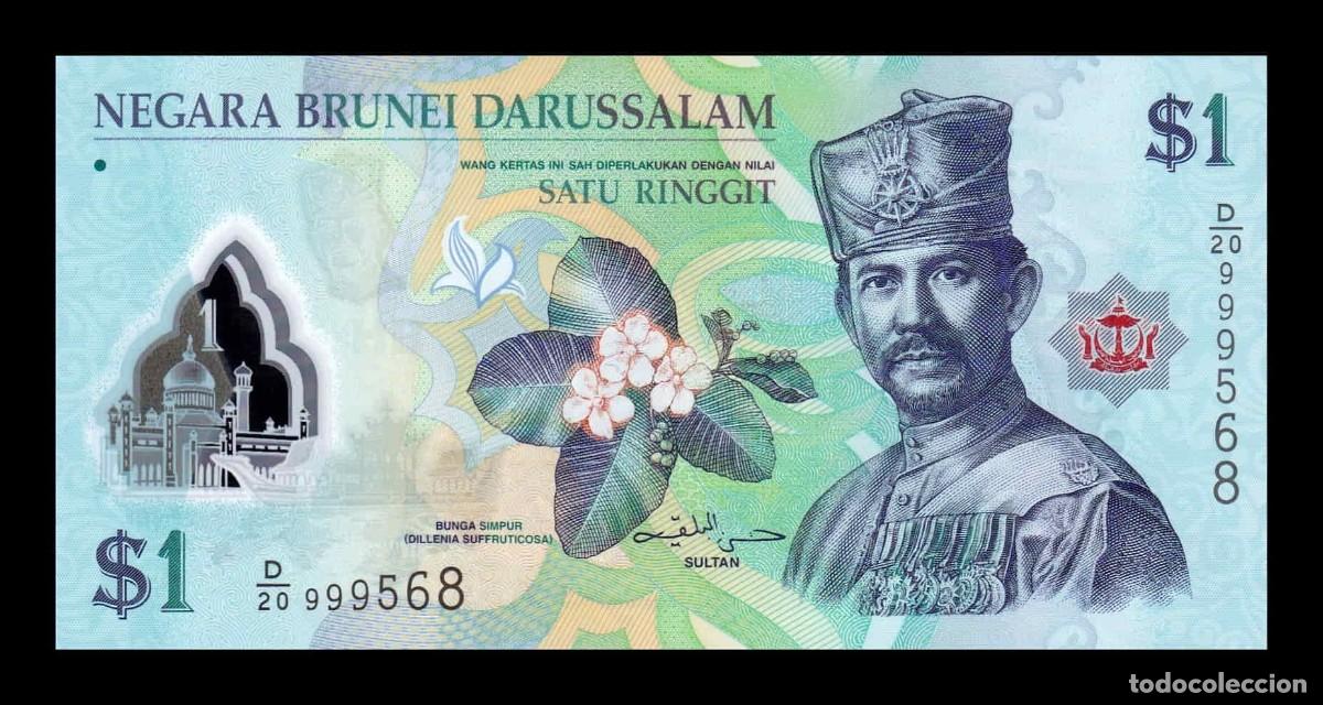 Billetes extranjeros: Brunei 1 Ringgit Hassanal Bolkiah 2011 Pick 35a Pol&iacute;mero Sc Unc