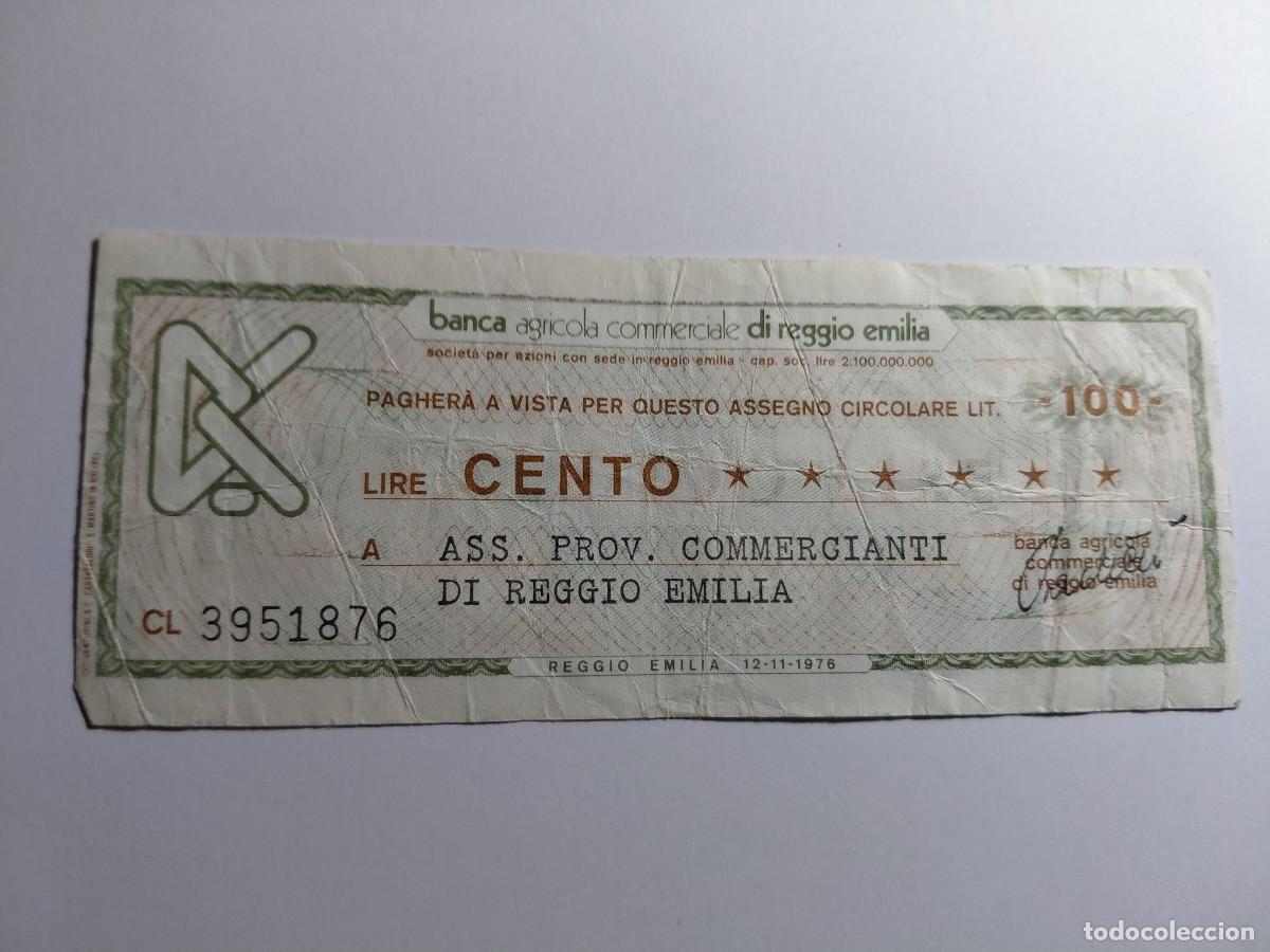 Billetes extranjeros: ITALIA / BILLETE BONO - 100 LIRAS 1976 BANCA AGRICOLA COMERCIALE DI REGGIO EMILIA