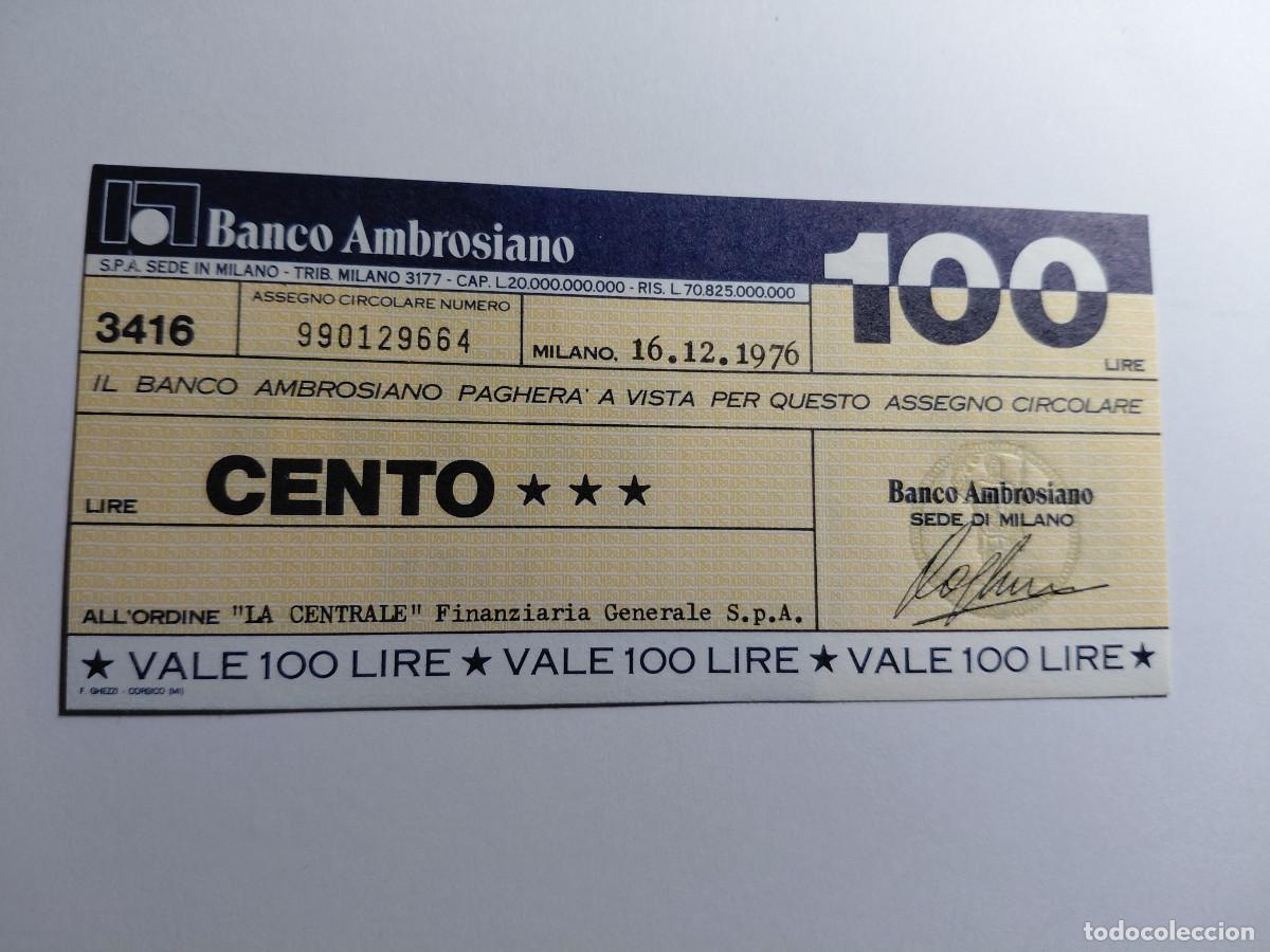 Billetes extranjeros: ITALIA / BILLETE BONO - 100 LIRAS 1976 BANCO AMBROSIANO