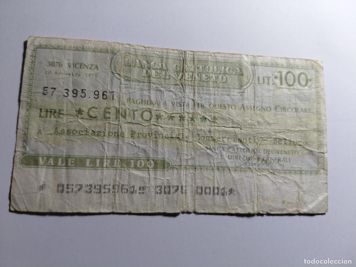 Billetes extranjeros: ITALIA / BILLETE BONO - 100 LIRAS 1976 BANCA CATOLICA DEL VENETO