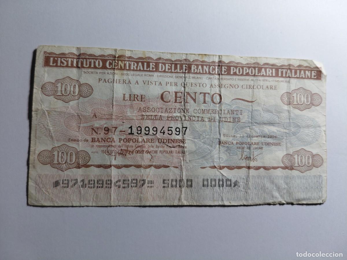 Billetes extranjeros: ITALIA / BILLETE BONO - 100 LIRAS 1976 L'INSTITUTO CENTRALE DELLE BANCHE POPULARI ITALIANE