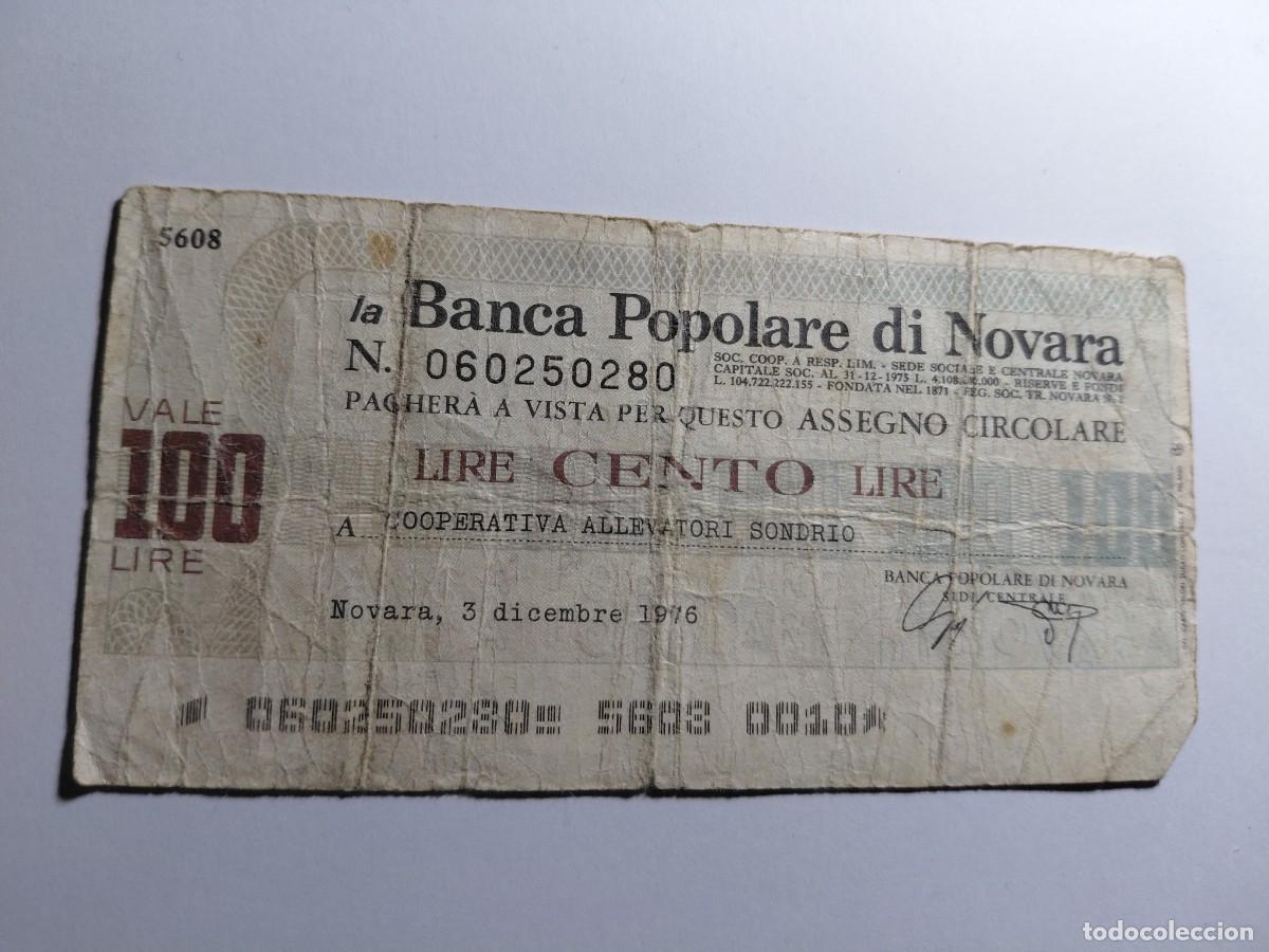 Billetes extranjeros: ITALIA / BILLETE BONO - 100 LIRAS 1976 BANCA POPULARE DI NOVARA