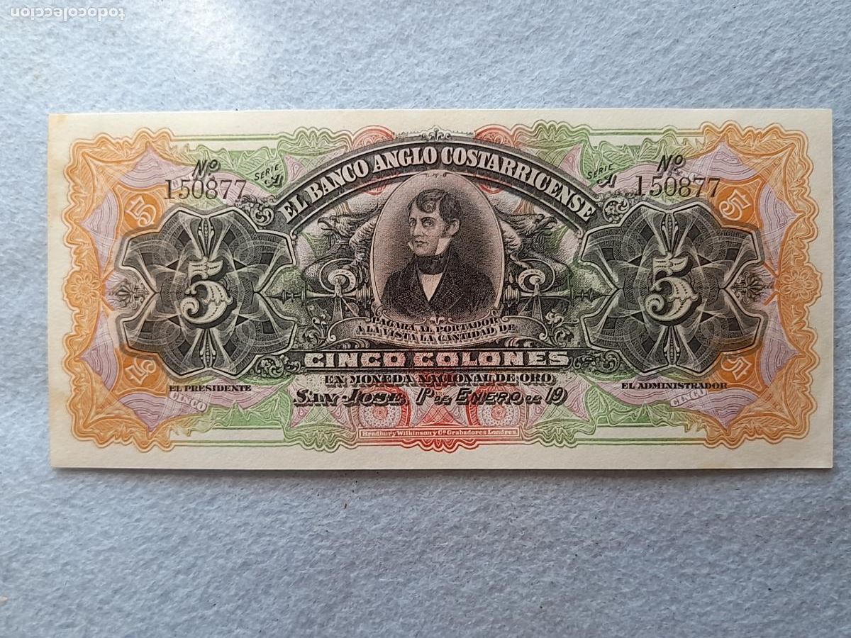 Billetes extranjeros: Costa Rica. 5 Colones. A&ntilde;o 1903 - 1917. Sin circular.