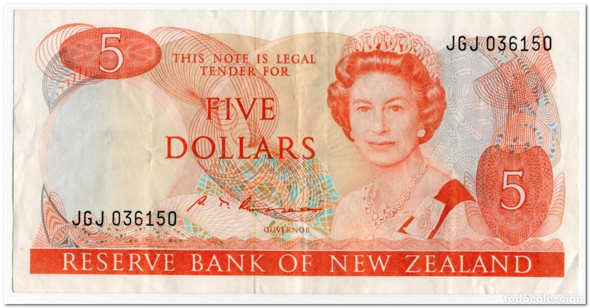 Billetes extranjeros: NEW ZEALAND,5 DOLLARS,1989-92,P.171b,VF