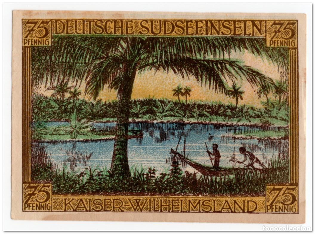 Billetes extranjeros: GERMAN AFRICAN COLONY NOTGELD,SOUTH SEA ISLANDS,75 PFENNIG,1921,AU