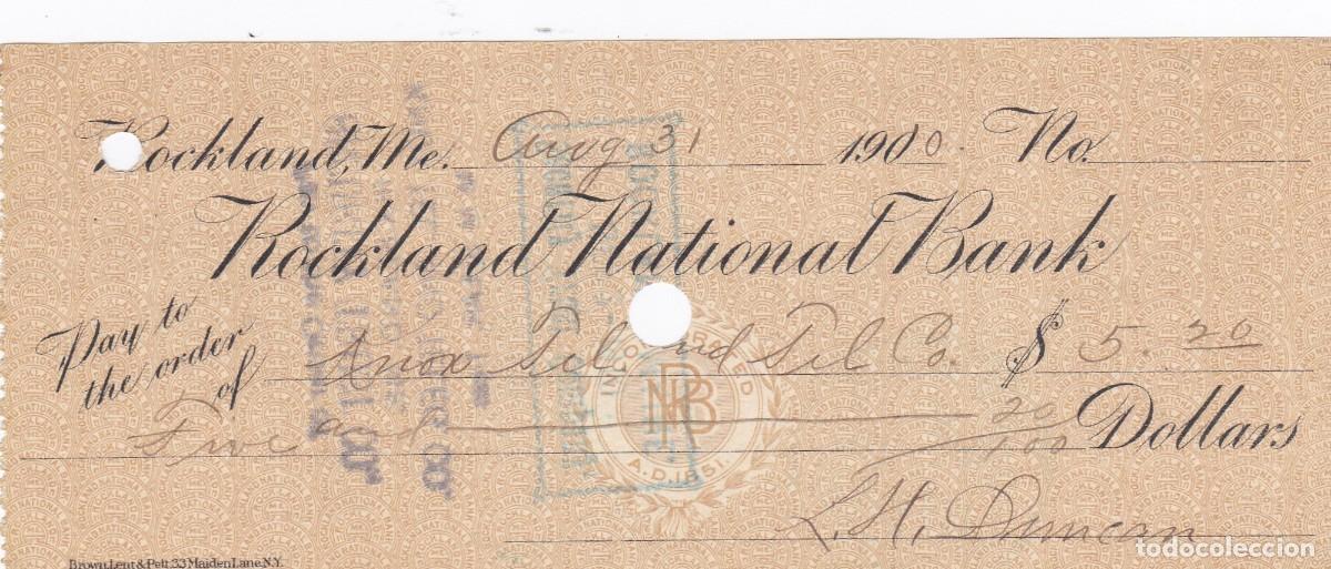 Billetes extranjeros: ESTADOS UNIDOS - CHEQUE DE 1900