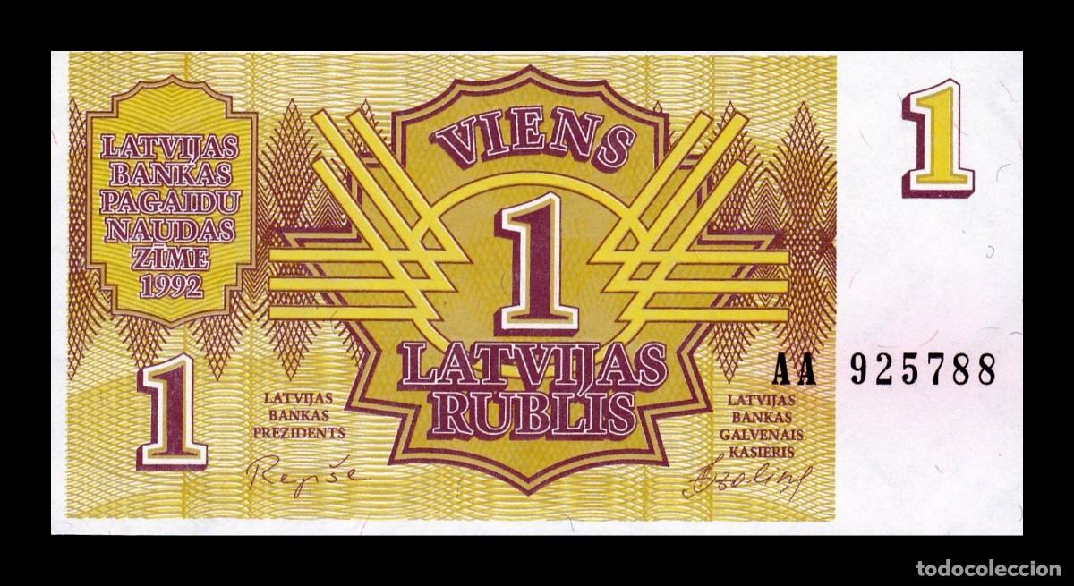 Internationale Banknoten: Letonia 1 Rublo 1992 Pick 35 Primero despu&eacute;s de la Uni&oacute;n Sovi&eacute;tica Sc Unc