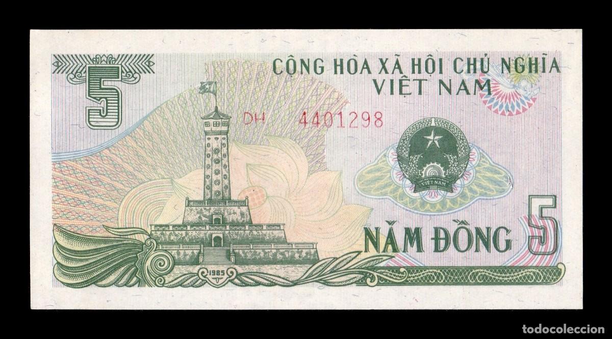 Internationale Banknoten: Vietnam 5 Dong 1985 Pick 92 Sc Unc