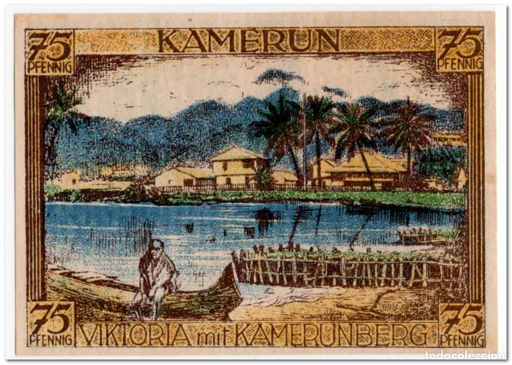 Billetes extranjeros: GERMAN AFRICAN COLONY NOTGELD,KAMERUN,75 PFENNIG,1921,AU-UNC