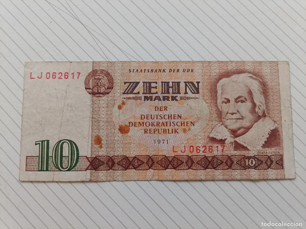 Billetes extranjeros: Rep&uacute;blica Democr&aacute;tica Alemana (DDR) 10 marcos 1971