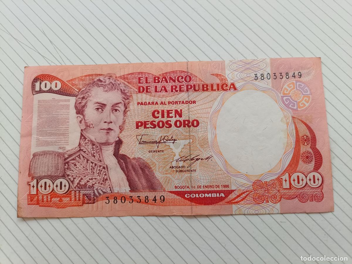 Billetes extranjeros: Colombia, 100 Pesos Oro 1986