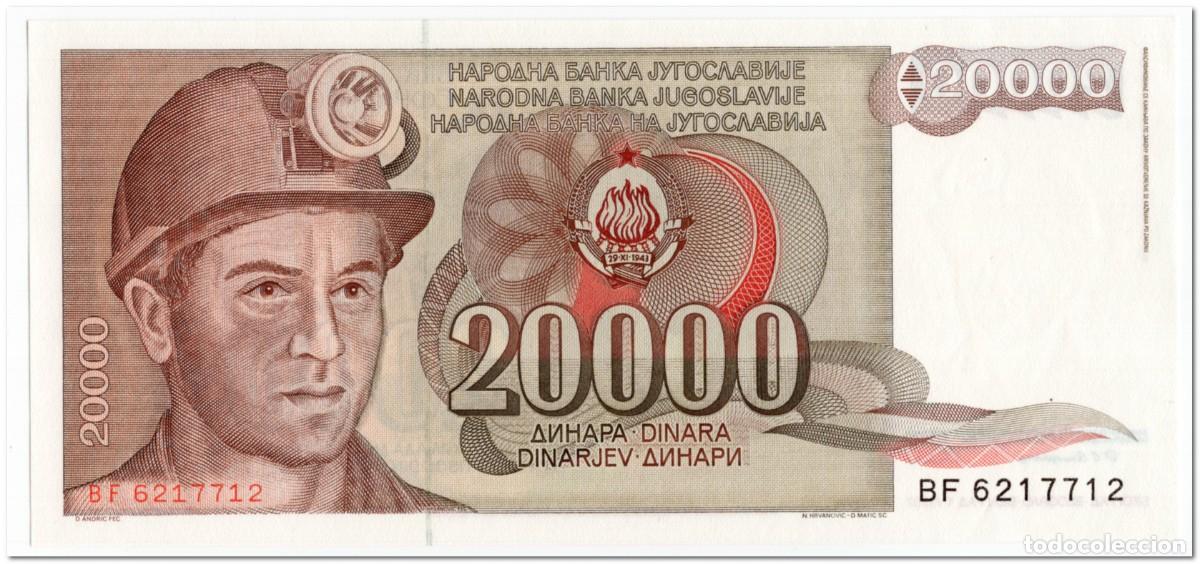Billetes extranjeros: YUGOSLAVIA,20 000 DINARA,1987,P.95,UNC