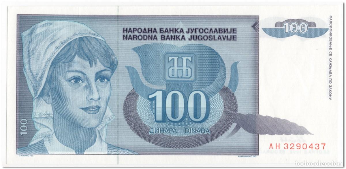 Billetes extranjeros: YUGOSLAVIA,100 DINARA,1992,P.112,UNC