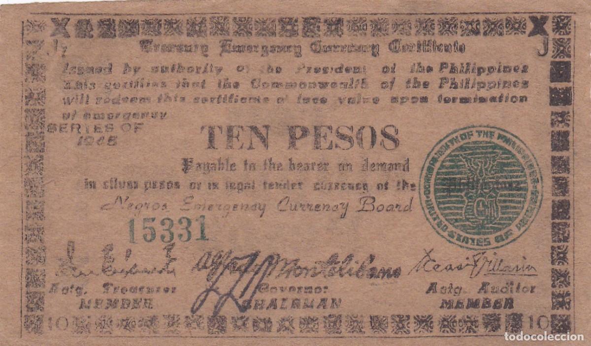 International Banknotes: FILIPINAS - 10 PESOS DE 1945 - GUERRILLA DE NEGROS - 2&ordf; GUERRA MUNDIAL