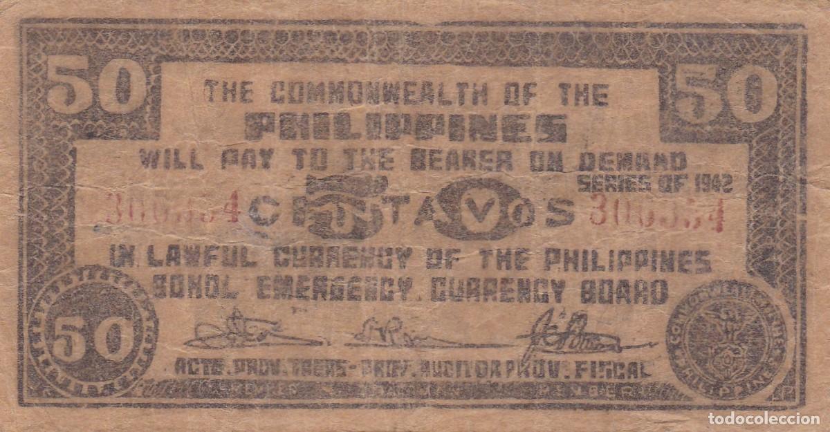 Billets internationaux: FILIPINAS - 50 CENTAVOS DE 1942 - GUERRILLA DE BOHOL - 2&ordf; GUERRA MUNDIAL