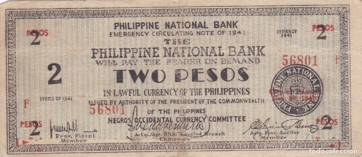 Banconote internazionali: FILIPINAS - 2 PESOS DE 1941 - GUERRILLA DE NEGROS OCCIDENTAL - 2&ordf; GUERRA MUNDIAL