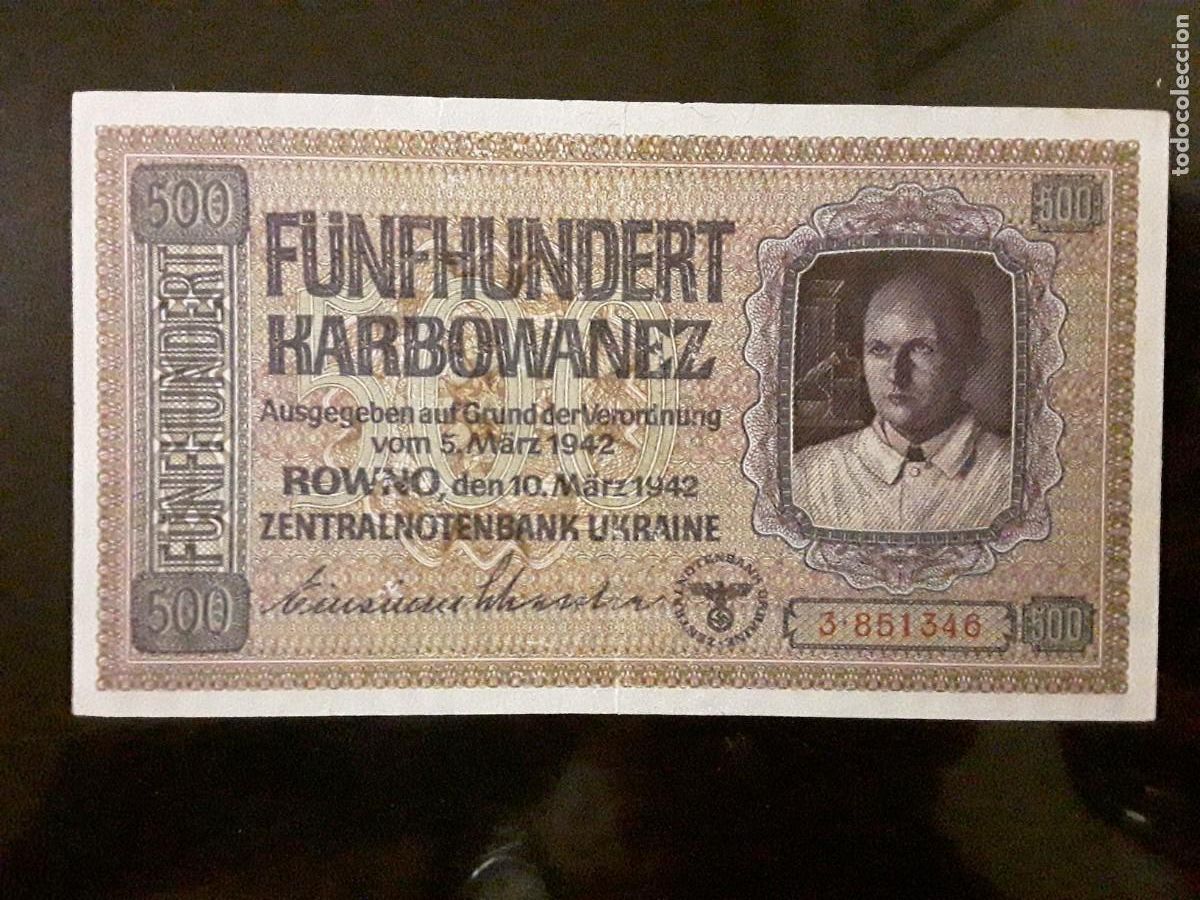 Notas Internacionais: ALEMANIA III REICH / OCUPACION UCRANIA - RAROS 500 KARBOWANEZ A&Ntilde;O 1942. MBC+.
