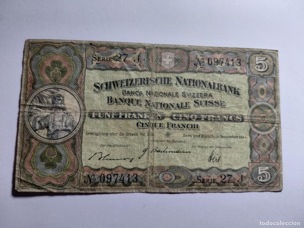 Billetes extranjeros: SUIZA / BILLETE - 5 FRANC 1944 P11
