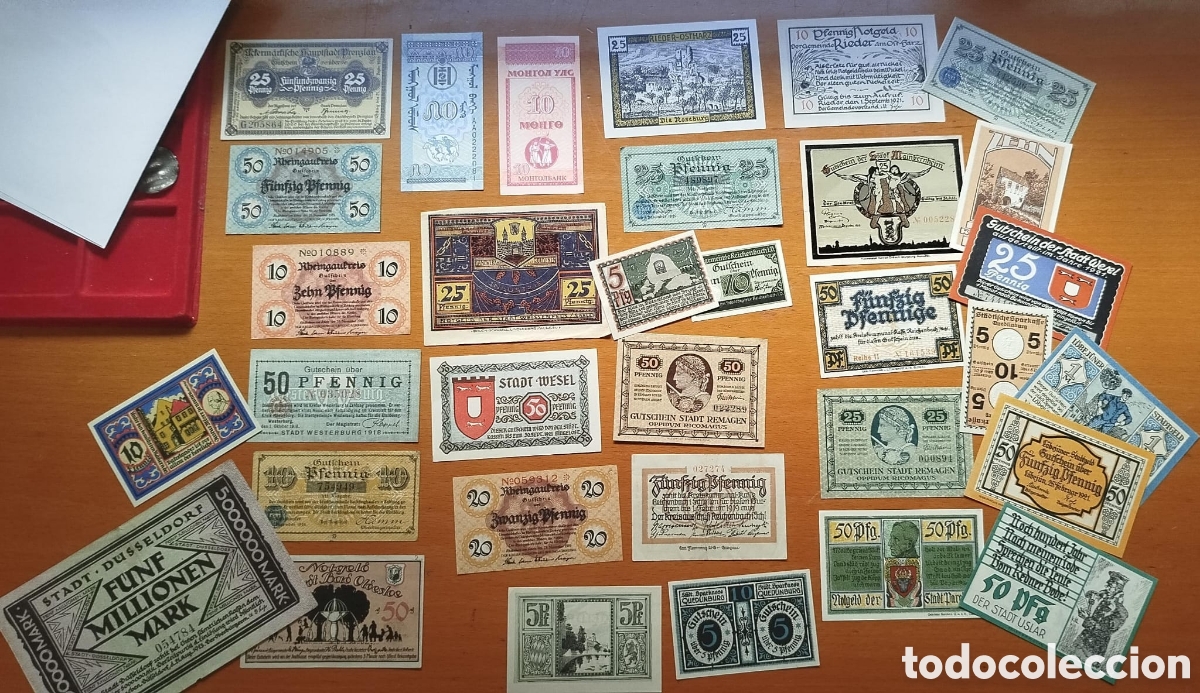 Billetes extranjeros: Lote 33 Billetes Notgeld - Dinero de Emergencia