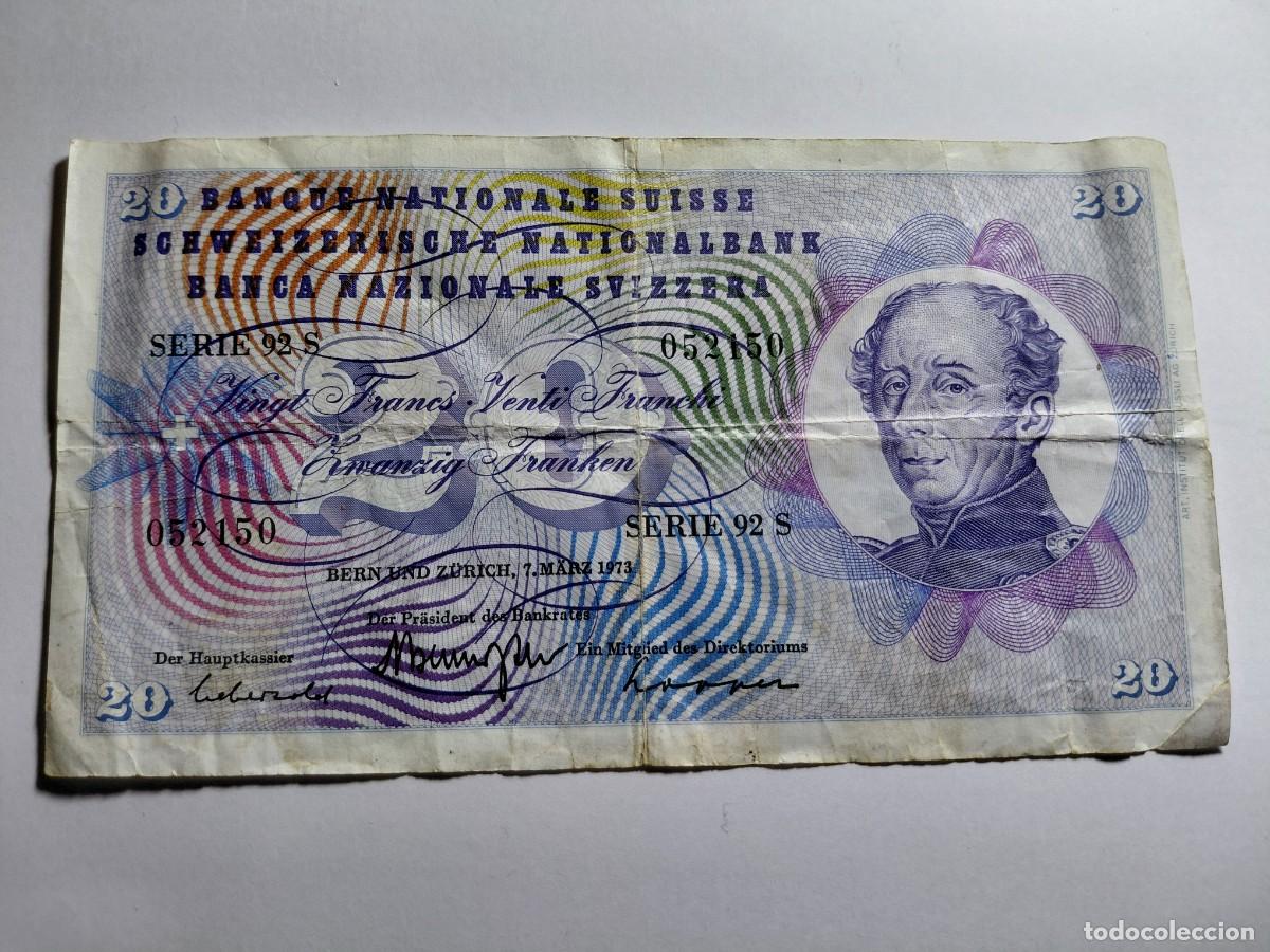 Billetes extranjeros: SUIZA / BILLETE - 20 FRANC 1973 P46