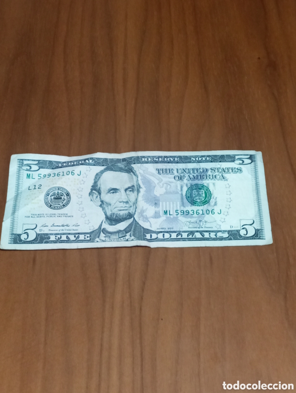 International Banknotes: BILLETE 5$ FIVE DOLLAR ESTADOS UNIDOS