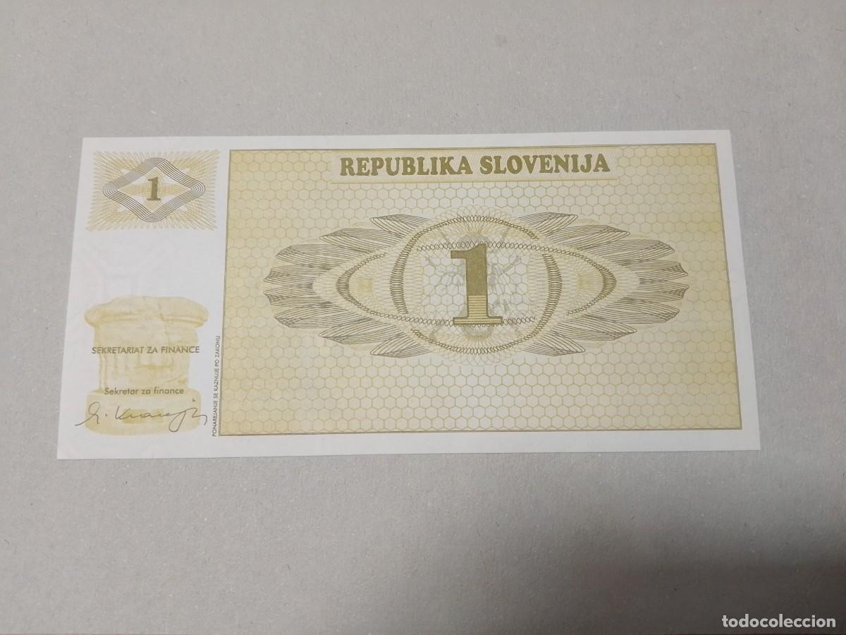 Billetes extranjeros: Billete Eslovenia, 1 Tolarjev, a&ntilde;o 1990, UNC