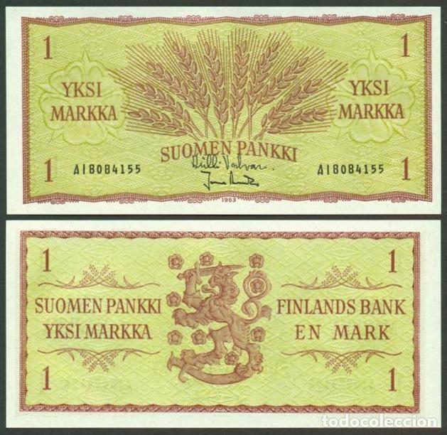 Billetes extranjeros: FINLANDIA. 1 markka 1963. Pick 98. S/C. Variante de firmas.