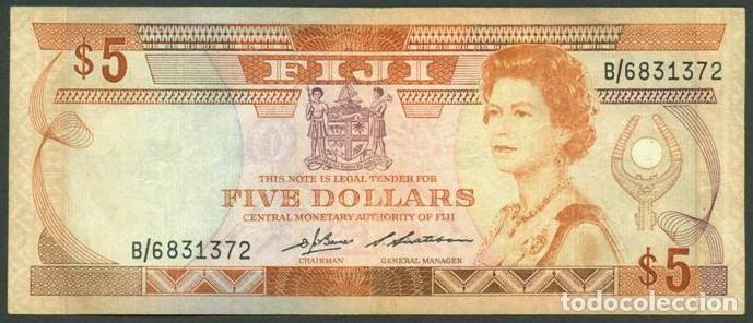 International Banknotes: FIJI (FIYI). 5 $ (1986). Pick 83. 2 firmas: Barnes - Siwatibau.