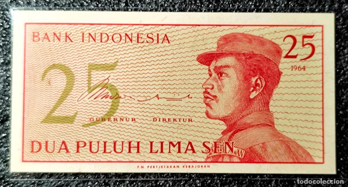 Banconote internazionali: Indonesia &ndash; 25 Sen 1964 &ndash; Pick 77 &ndash; Serie Sukarno, Sin Circular Lote 2207