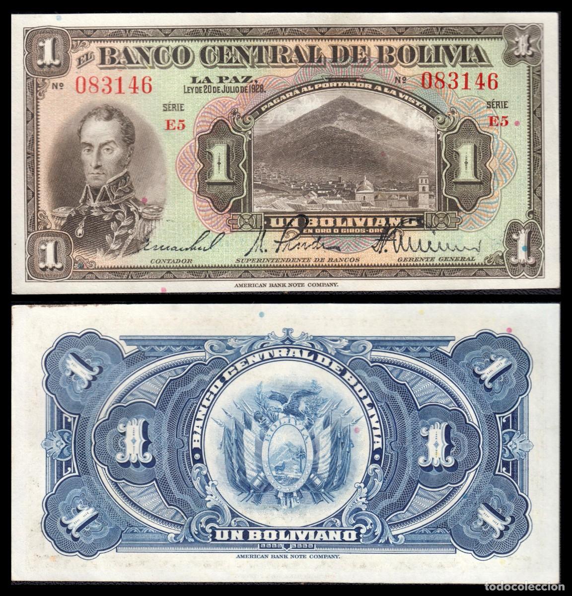 Billetes extranjeros: Bolivia 1 Peso L. 20-7-1928 Pick 118e(1)