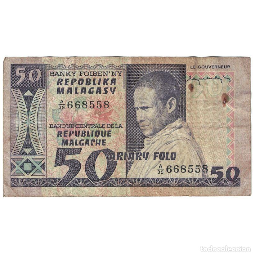 Billetes extranjeros: [#390709] Billete, 50 Francs = 10 Ariary, Undated (1974-75), Madagascar, KM:62a, RC