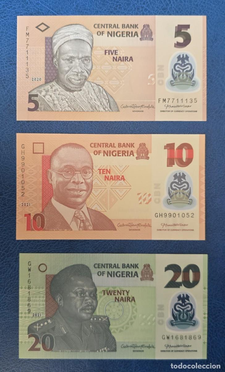 Banconote internazionali: 3 BILLETES NIGERIA - 2020 (5 NAIRA) - 2021 (10 NAIRA) - 2021 (20 NAIRA)