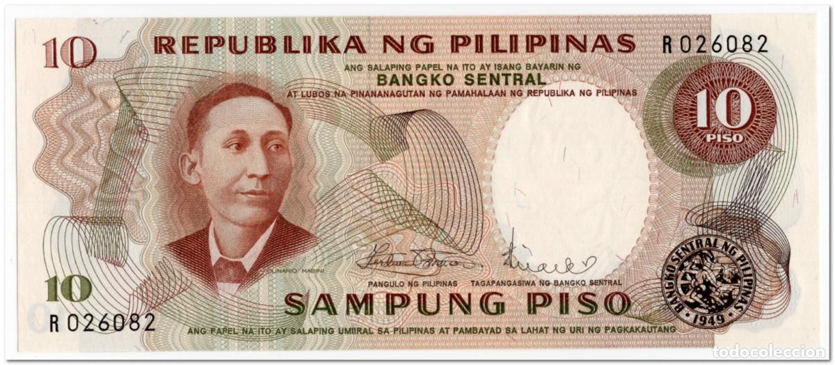 Billetes extranjeros: PHILIPPINES,10 PISO,1969,P.144b,UNC