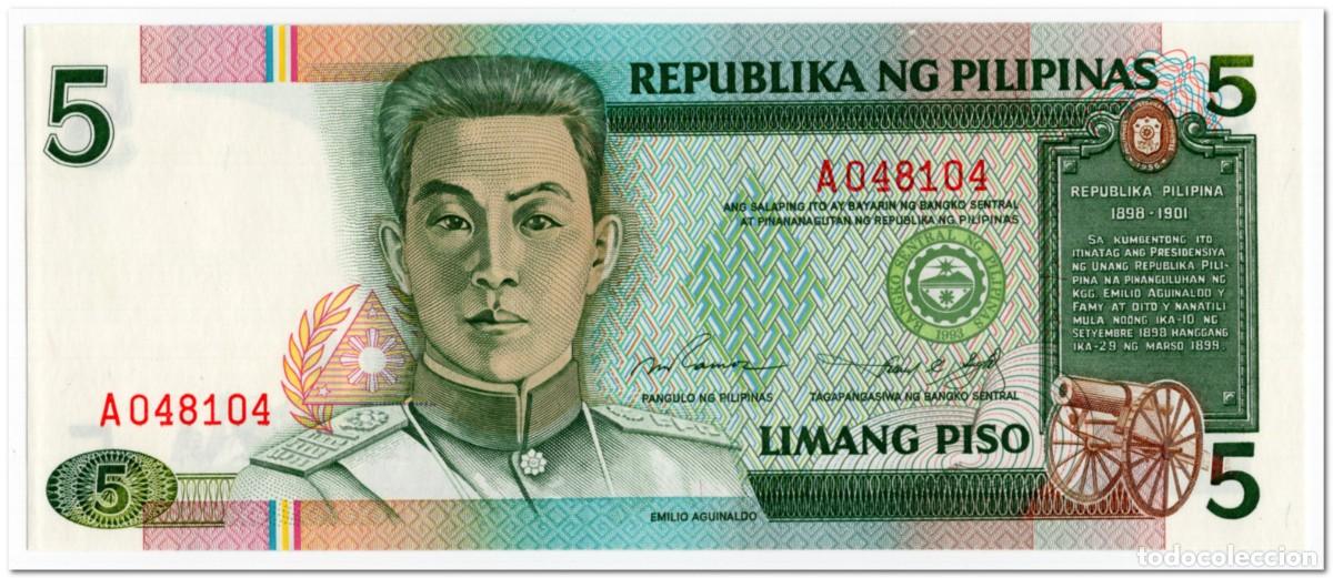 Billetes extranjeros: PHILIPPINES,5 PISO,1995,P.180,UNC