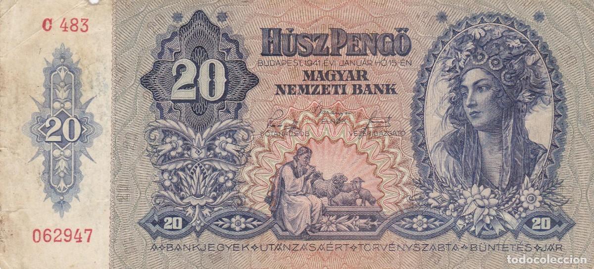 Billetes extranjeros: HUNGRIA - 20 PENGO DE 1941