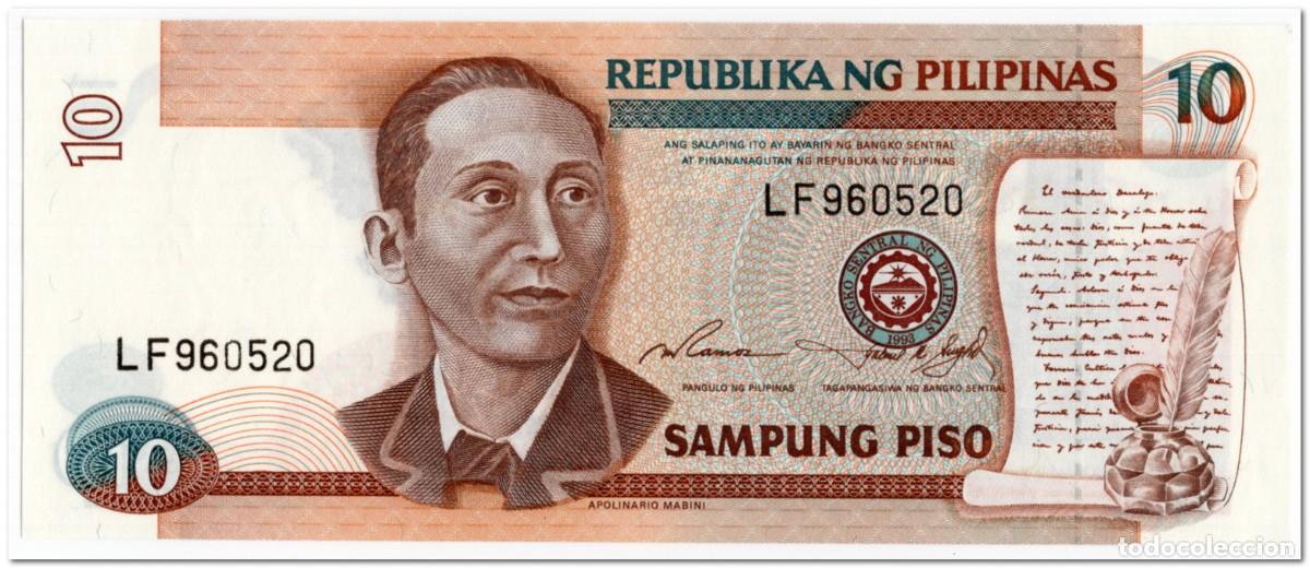 Billetes extranjeros: PHILIPPINES,10 PISO,1995-97,181b,UNC