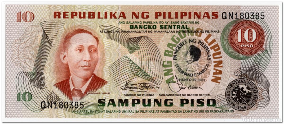 Billetes extranjeros: PHILIPPINES,10 PISO,1981,167a,UNC - Foto 1