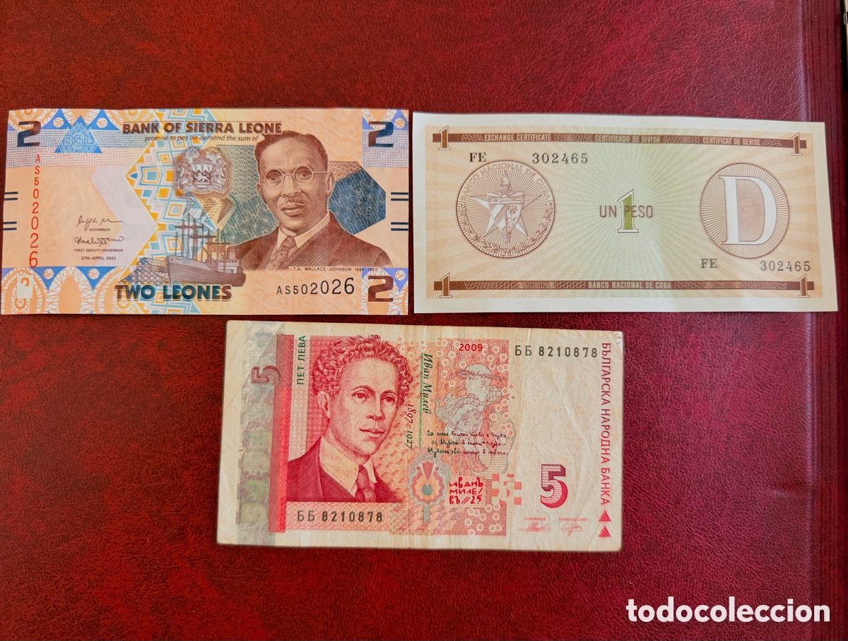 Billetes extranjeros: Lote de billetes x 3 diferentes pa&iacute;ses