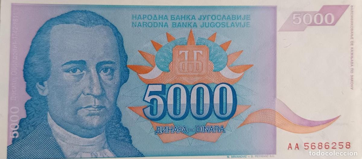 Billetes extranjeros: B47 - Yugoslavia 5.000 Dinara 1994 P141 SC
