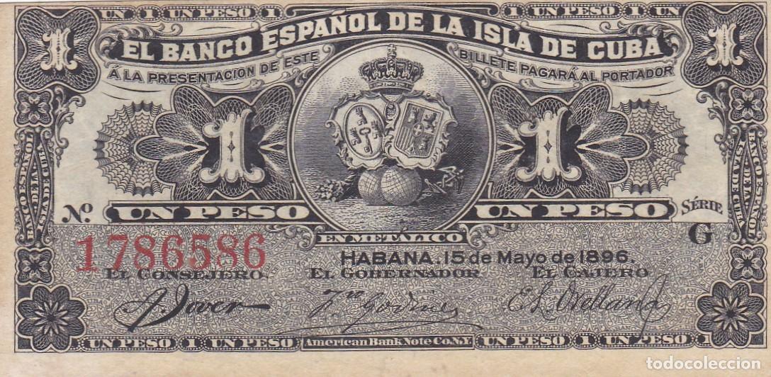 Internationale Banknoten: CUBA - ESPA&Ntilde;A COLONIAL - 1 PESO DE 1896