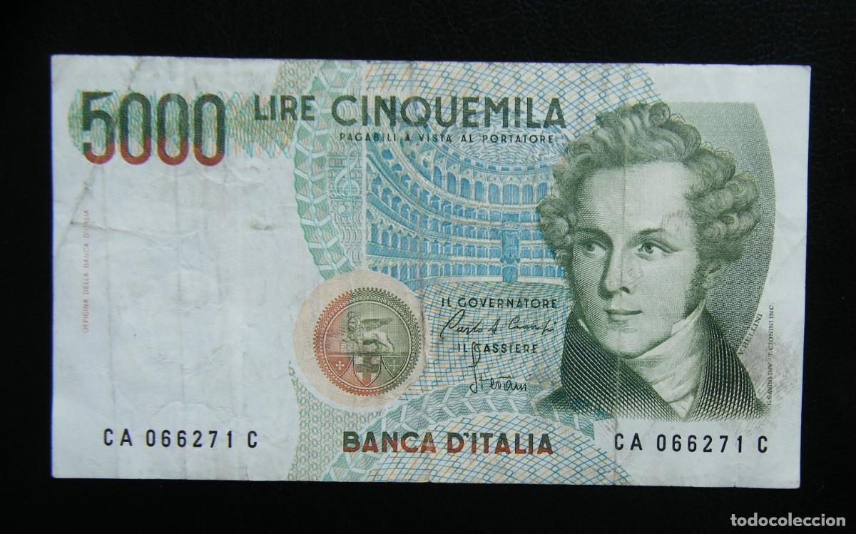 Notas Internacionais: ITALIA BILLETE DE 5.000 LIRAS 1985 CIRCULADO