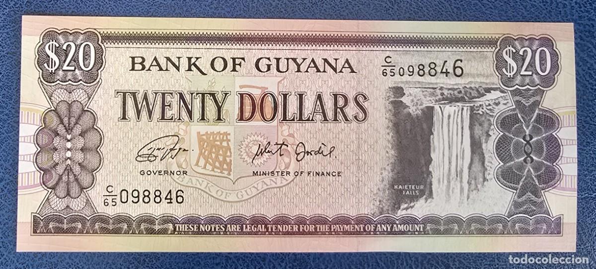 Notas Internacionais: BILLETE GUYANA GUAYANA 20 DOLARS CATARATAS KAIETEUR BARCO FERRY
