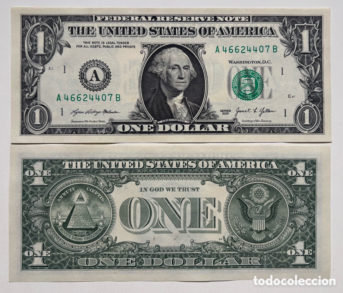 Billetes extranjeros: Billete USA 1 D&oacute;lar 2021 A. Boston Massachusetts . SC Estados Unidos EEUU